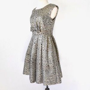 Minuet Brocade Feather Print Cocktail Dress